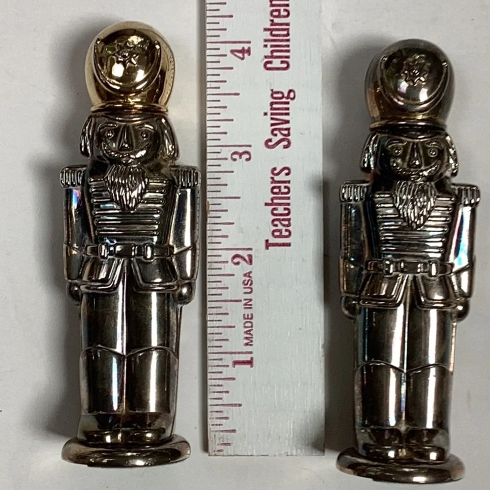 Silver Gallery 1994 Godinger Silver Plated Nutcracker‎ Soldier Set Velvet Box